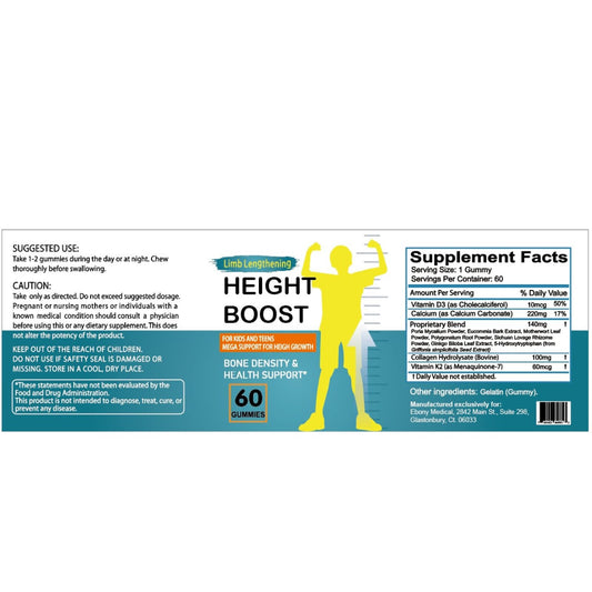 Natural Curves Height Boost gummies close-up highlighting tasty chewables for growth-focused nutrition