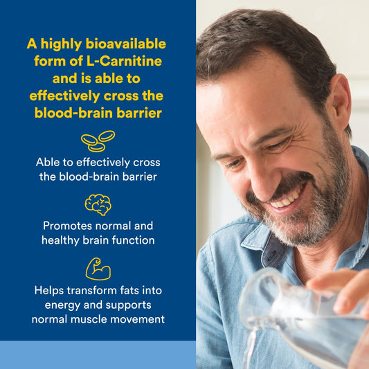 Natural Factors Acetyl L-Carnitine 500 mg capsules ready for daily brain support.
