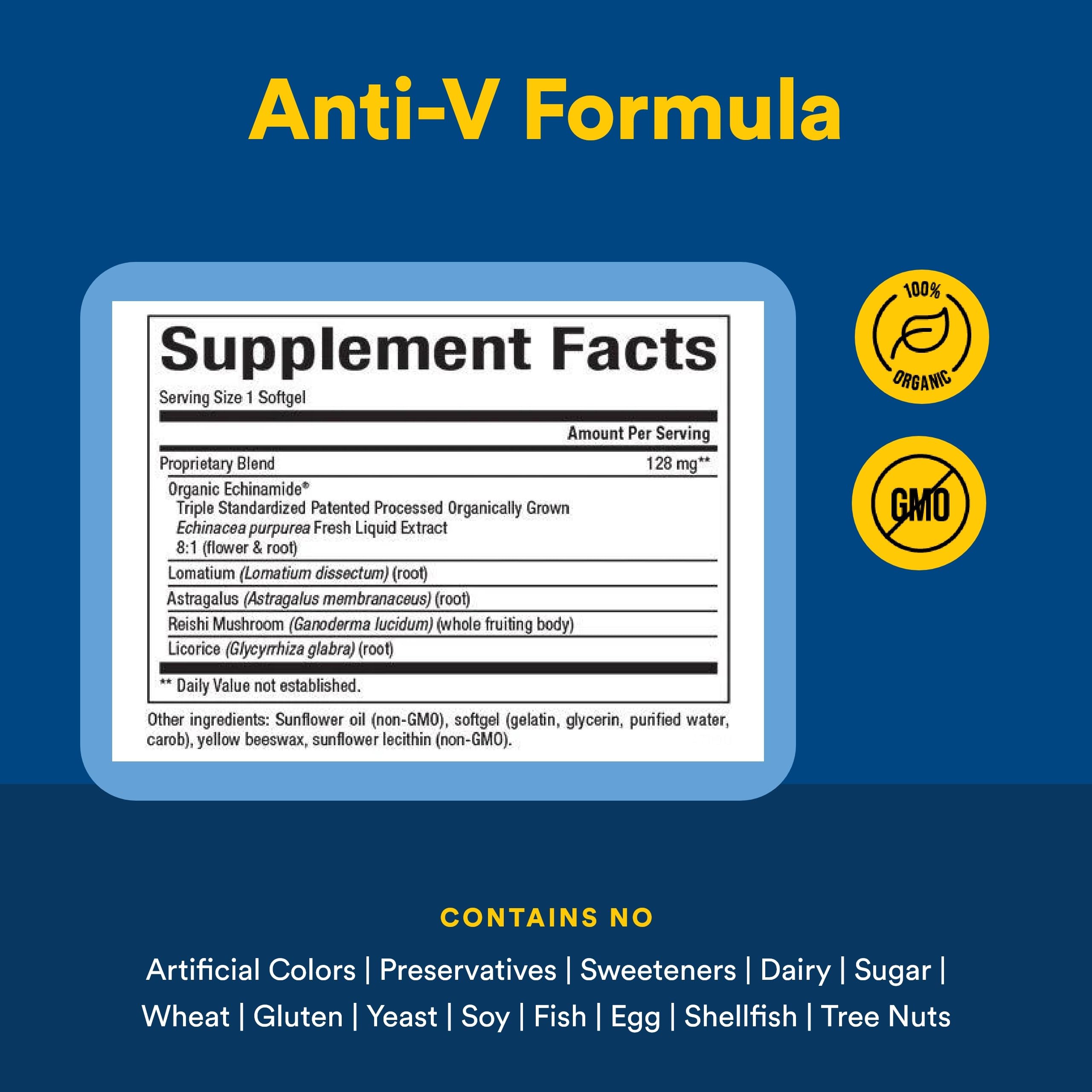 Natural Factors Anti-V Formula echinacea component featured on label.