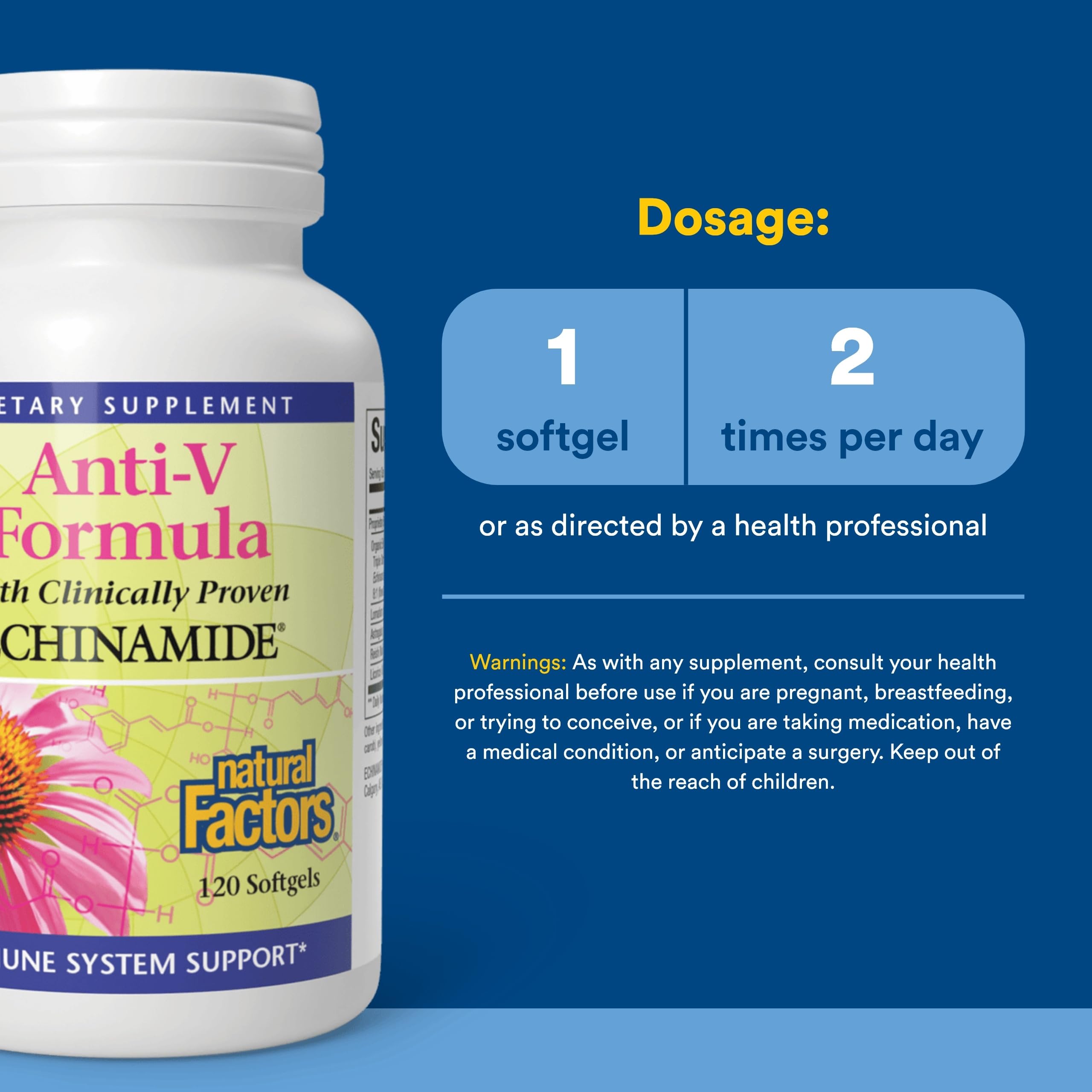 Natural Factors Anti-V Formula with reishi mushroom ingredient highlighted.
