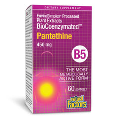 Natural Factors BioCoenzymated Pantethine softgels bottle for daily energy potential