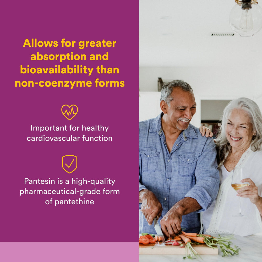 Natural Factors Pantethine softgels label highlights gluten-free and non-GMO status