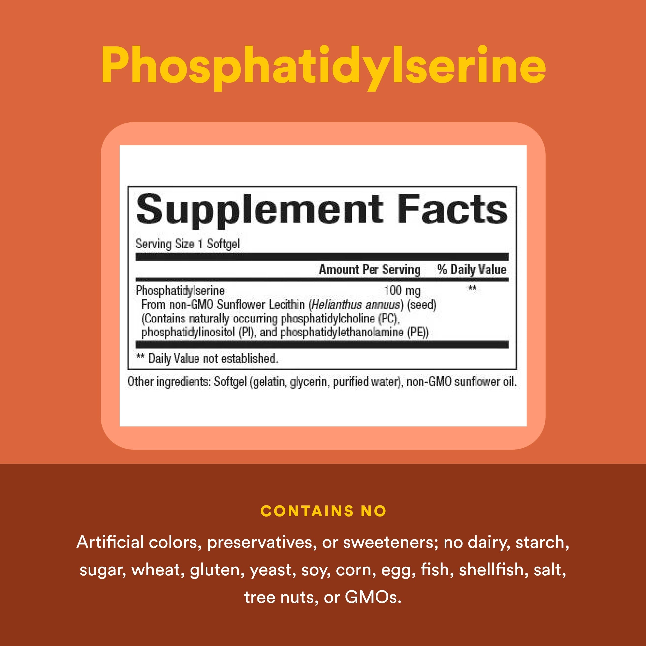 Natural Factors bottle front showcasing phosphatidylserine benefits for memory