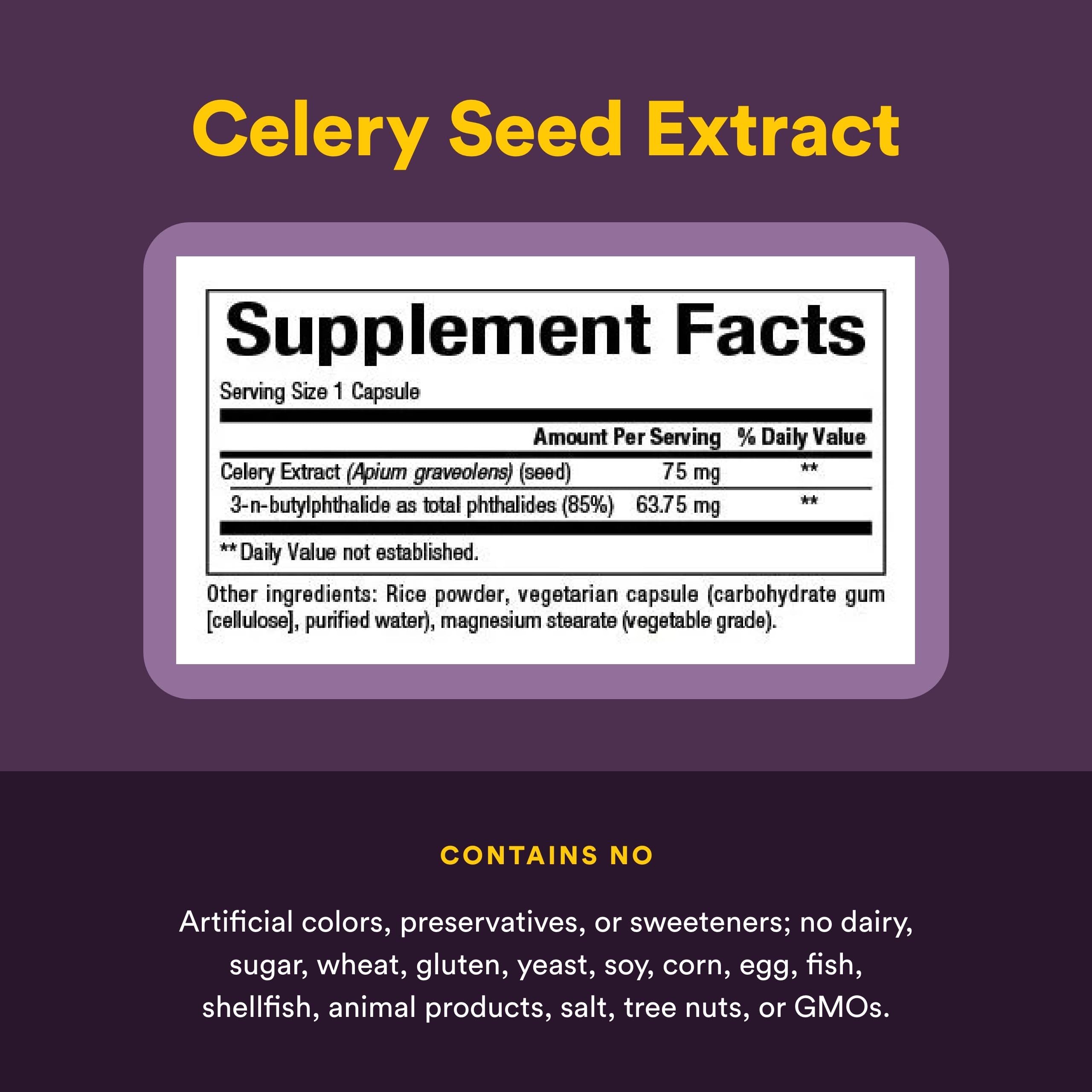 Natural Factors Celery Seed bottle with water, ideal for daily supplement routine.