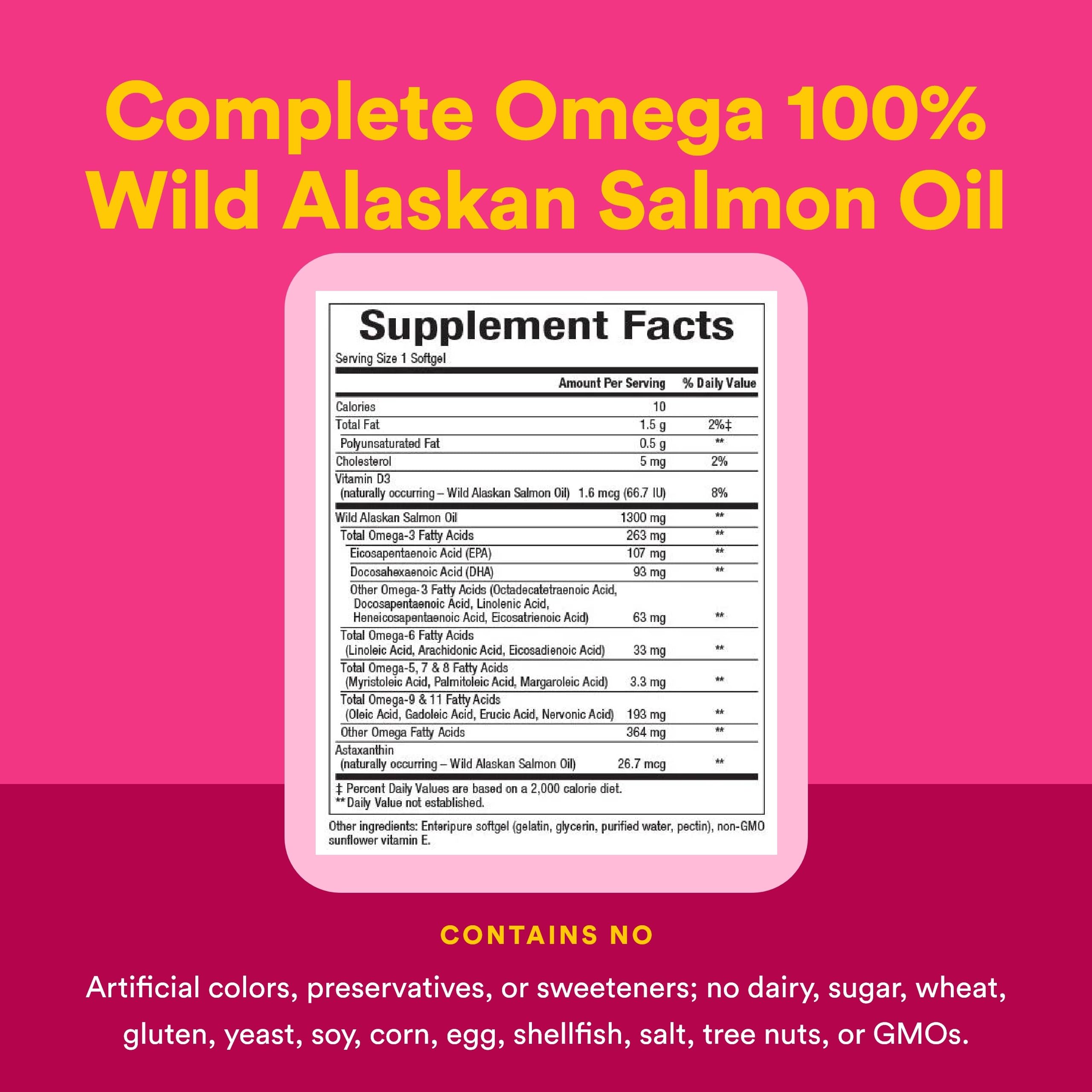 Natural Factors Complete Omega label close-up highlighting Alaska-sourced wild salmon oil