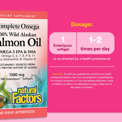 Natural Factors Complete Omega softgels on a clean surface for daily heart and brain care