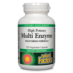 Natural Factors High Potency Multi Enzyme vegetarian bottle supports full-spectrum digestion.