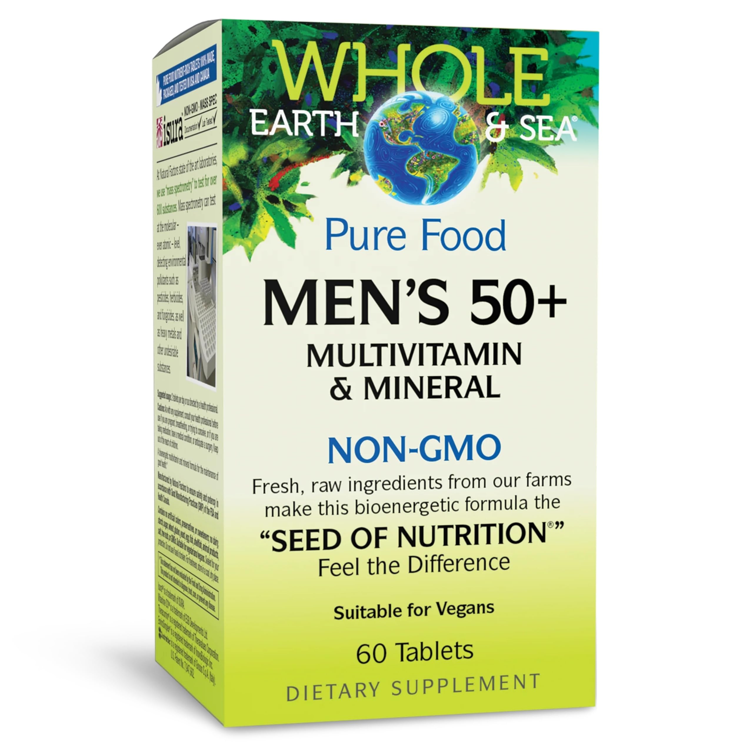 Natural Factors Men's 50+ multivitamin bottle front showing label for daily support