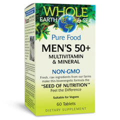 Natural Factors Men's 50+ multivitamin bottle front showing label for daily support