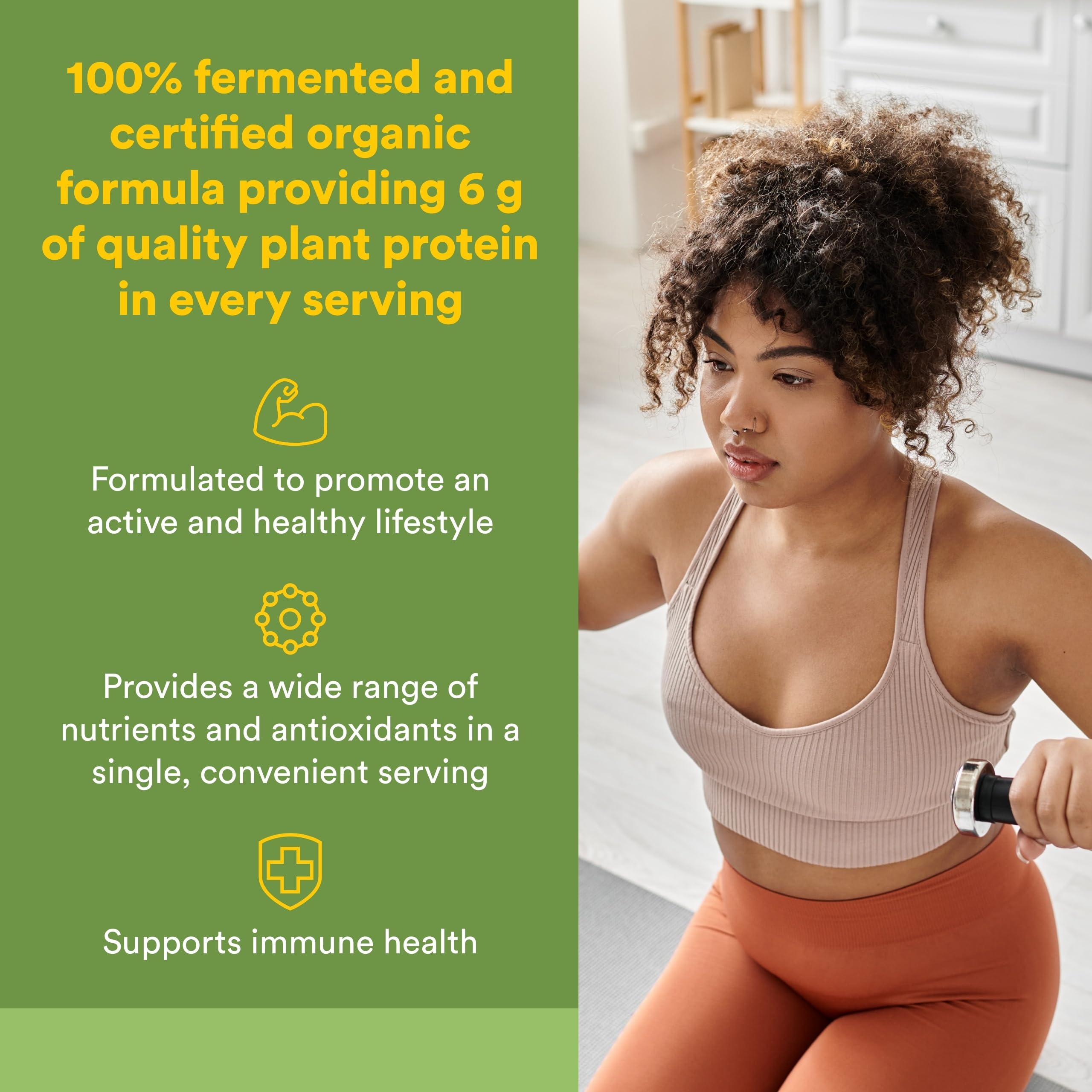 Closeup of Organic Fermented Greens leaves and ingredients by Natural Factors