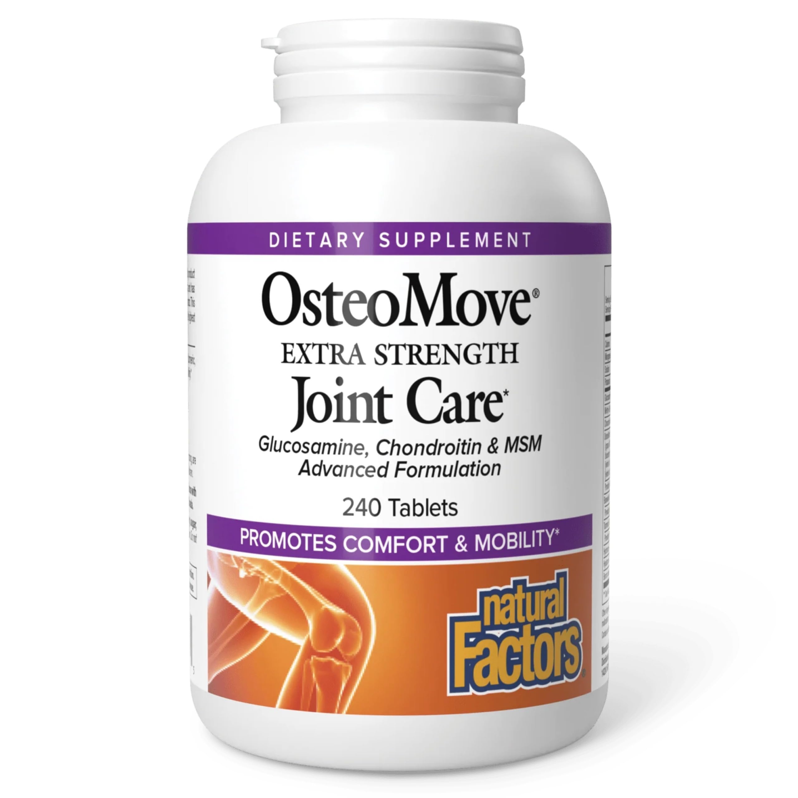 Natural Factors OsteoMove bottle front shows extra strength joint support for daily mobility.
