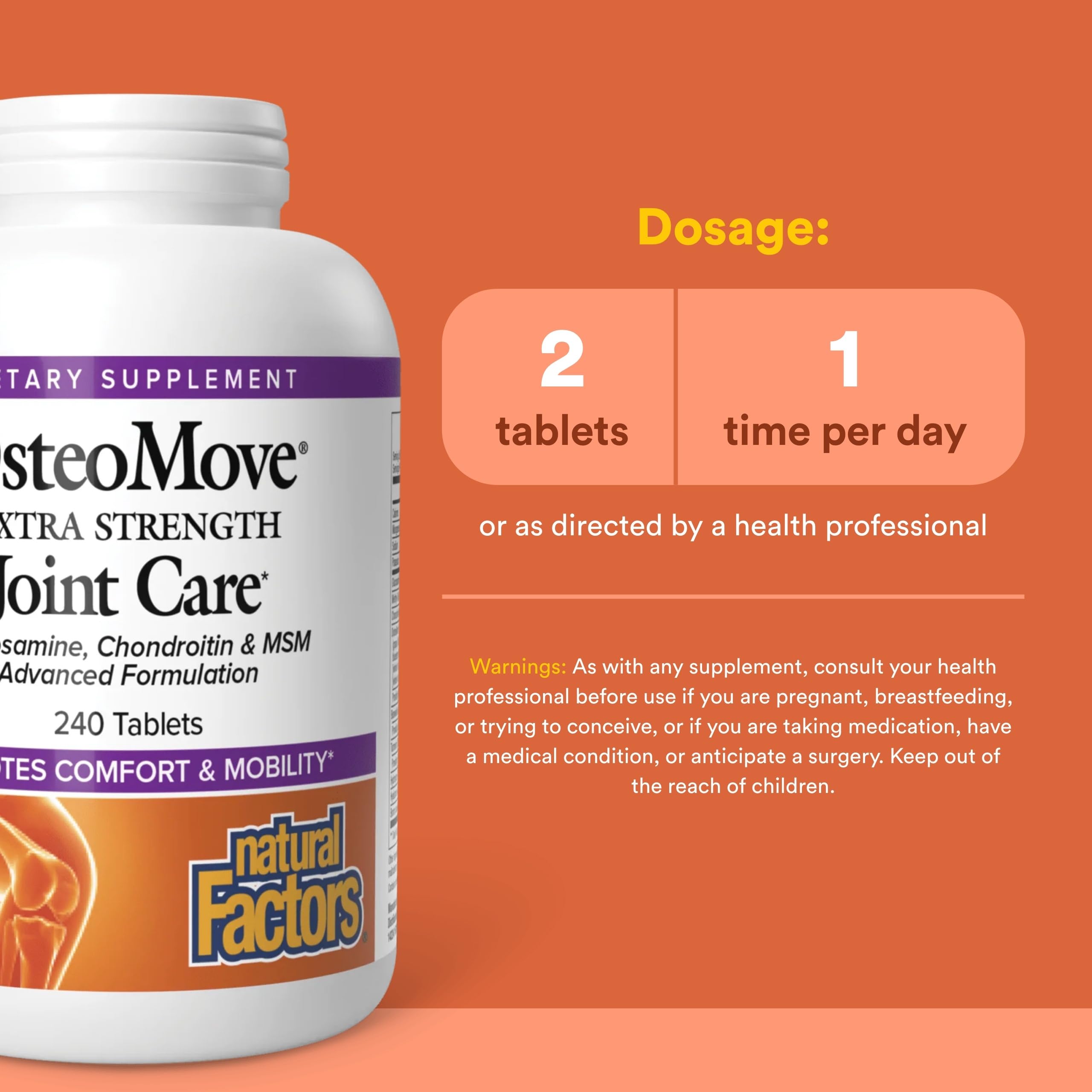 Natural Factors OsteoMove label non-GMO badge emphasizes clean, plant-friendly formulation.