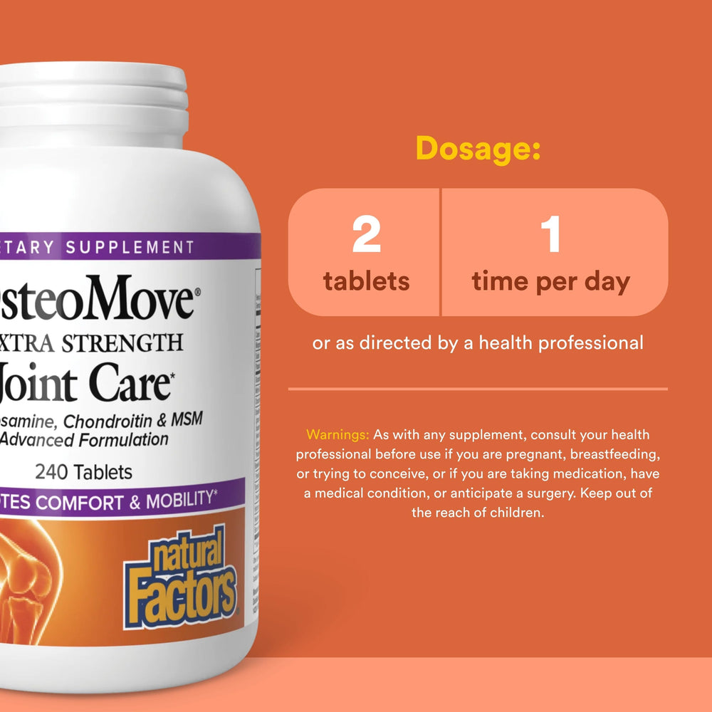 Natural Factors OsteoMove label non-GMO badge emphasizes clean, plant-friendly formulation.