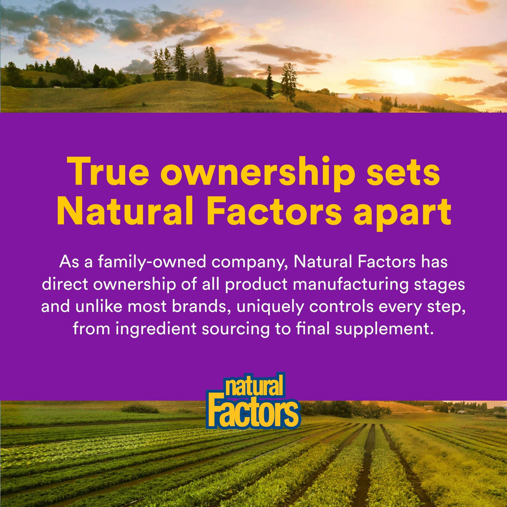 Natural Factors OsteoMove third-party testing seal indicates GMO and contaminant screening.