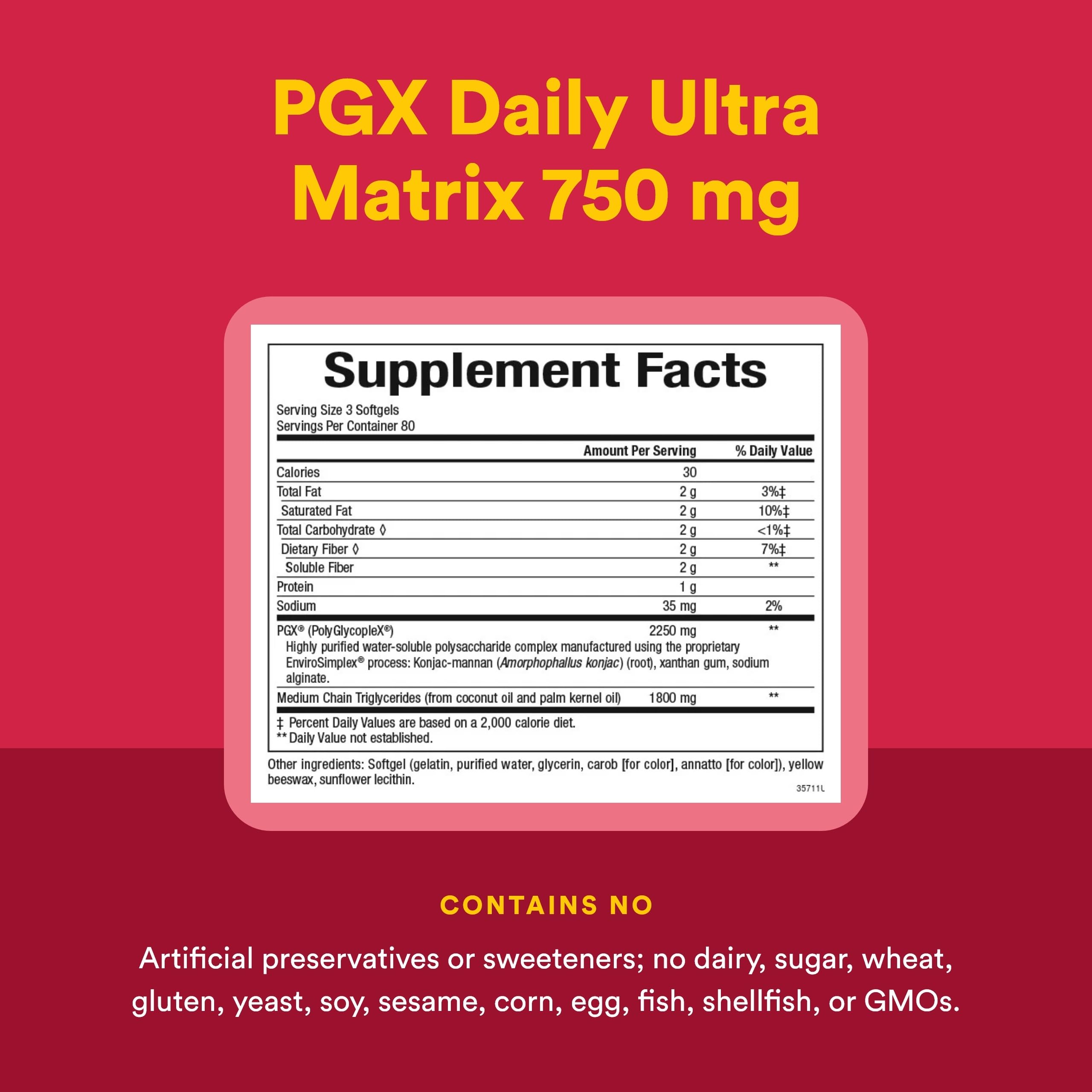 Natural Factors PGX Daily Ultra Matrix label highlights gluten-free and non-GMO status