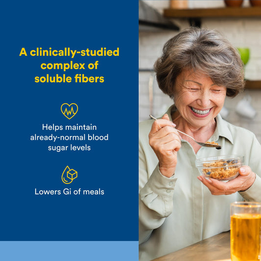 Natural Factors PGX Ultra Matrix capsules closeup showing fiber support for longer fullness.