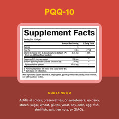 Natural Factors PQQ-10 heart and memory support visuals on label.
