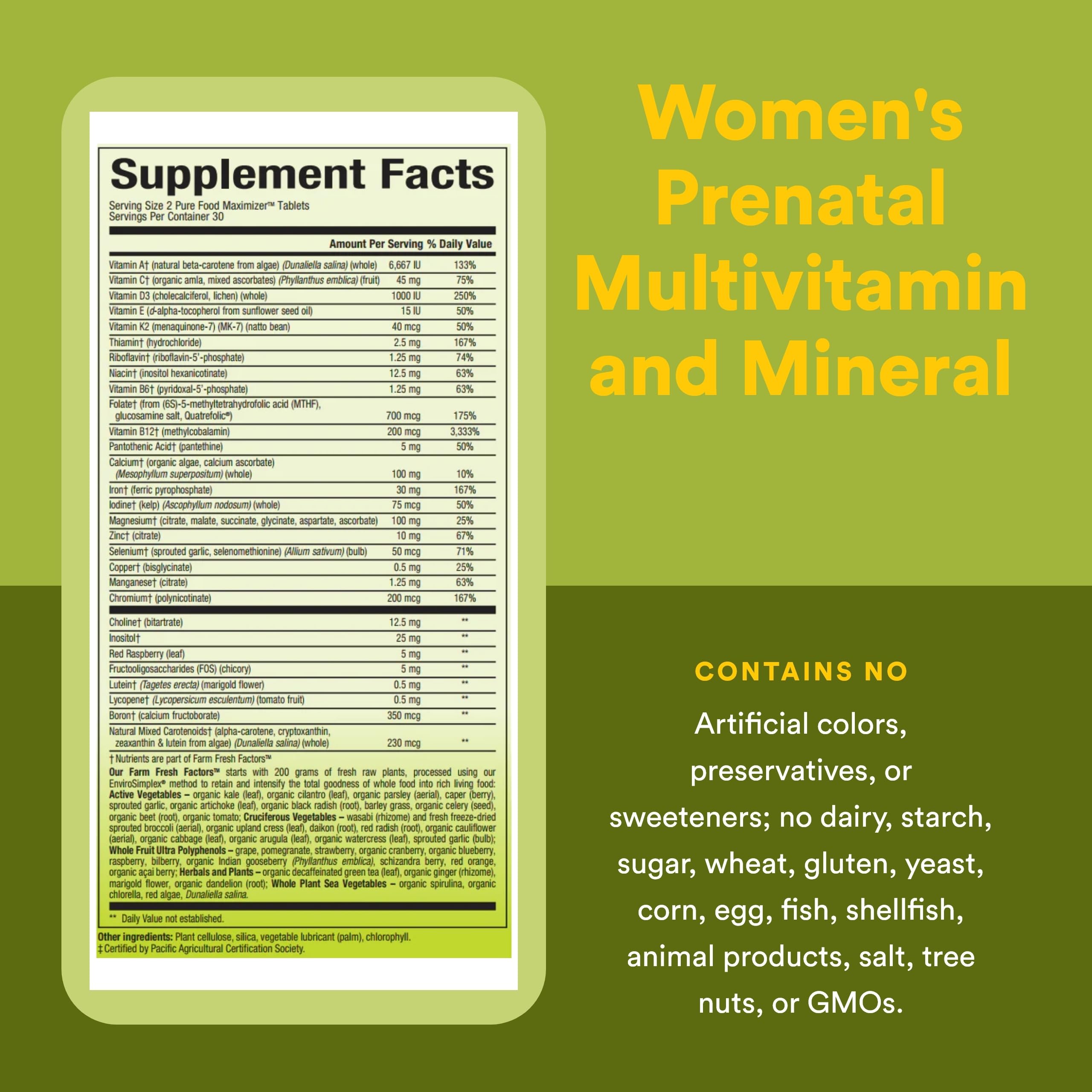 Daily dose visual of two tablets to illustrate dosing for prenatal daily regimen.