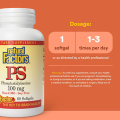Natural Factors PS softgel close-up showing the capsule