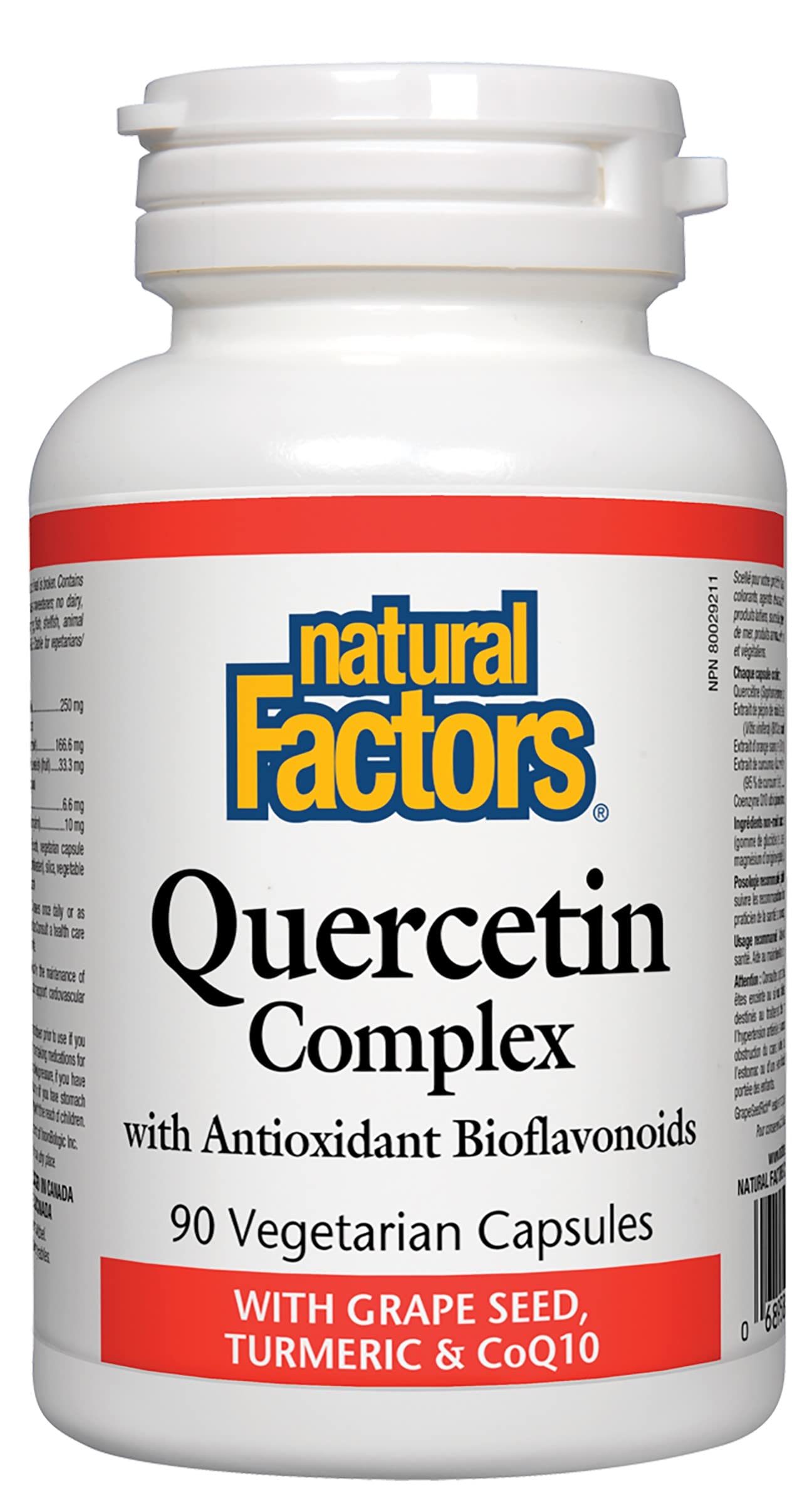 Natural Factors Quercetin Complex bottle with capsules supporting daily antioxidant health.