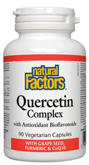 Natural Factors Quercetin Complex bottle with capsules supporting daily antioxidant health.