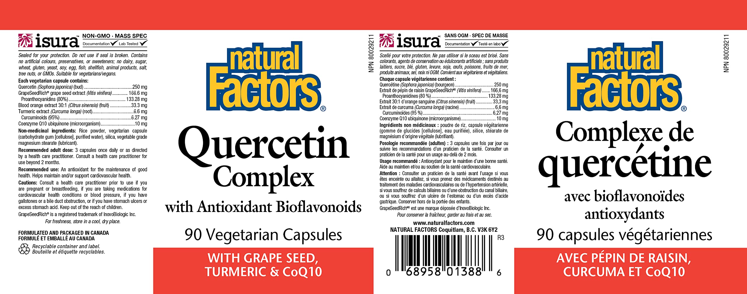 Label close-up showing Quercetin Bioflavonoid Complex text on packaging.