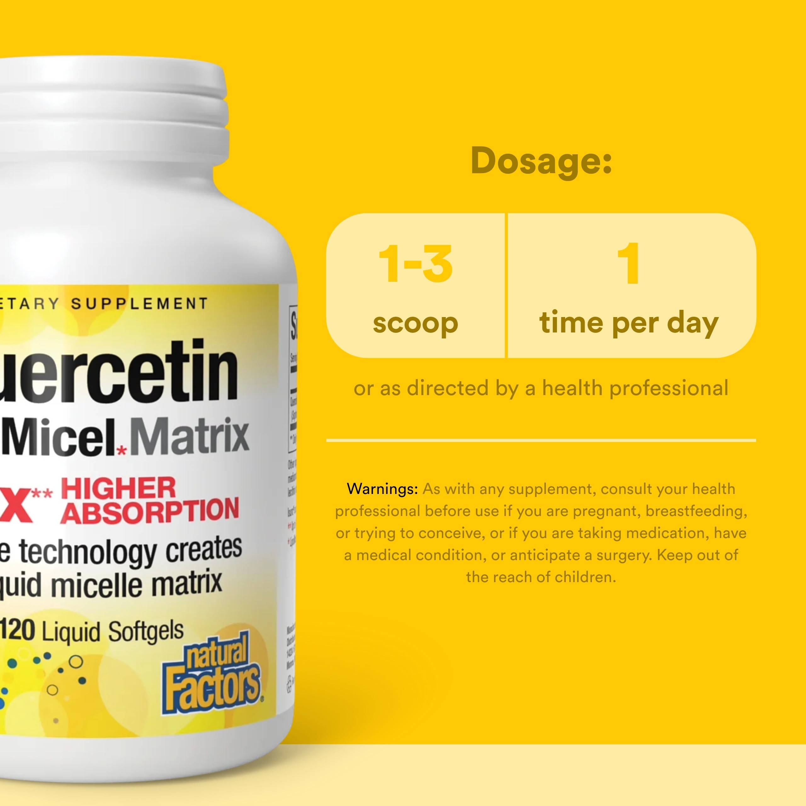 Natural Factors Quercetin Lipomicel label indicates allergen-free formulation