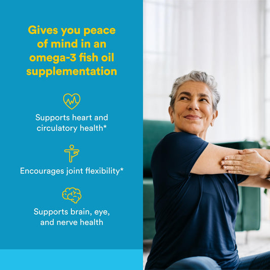 RxOmega-3 softgels close-up highlighting DHA content for cognitive support.