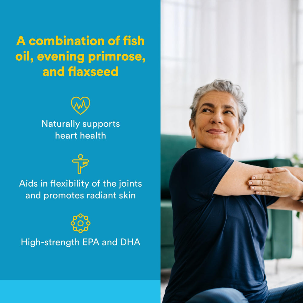 Natural Factors RxOmega-3 bottle label close-up highlighting EPA/DHA balance and purity