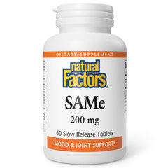 Natural Factors SAMe 200 mg bottle for daily mood and joint support.