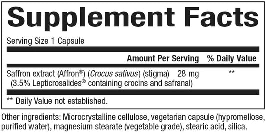 Natural Factors Stress-Relax Affron saffron capsules for relaxing evenings.