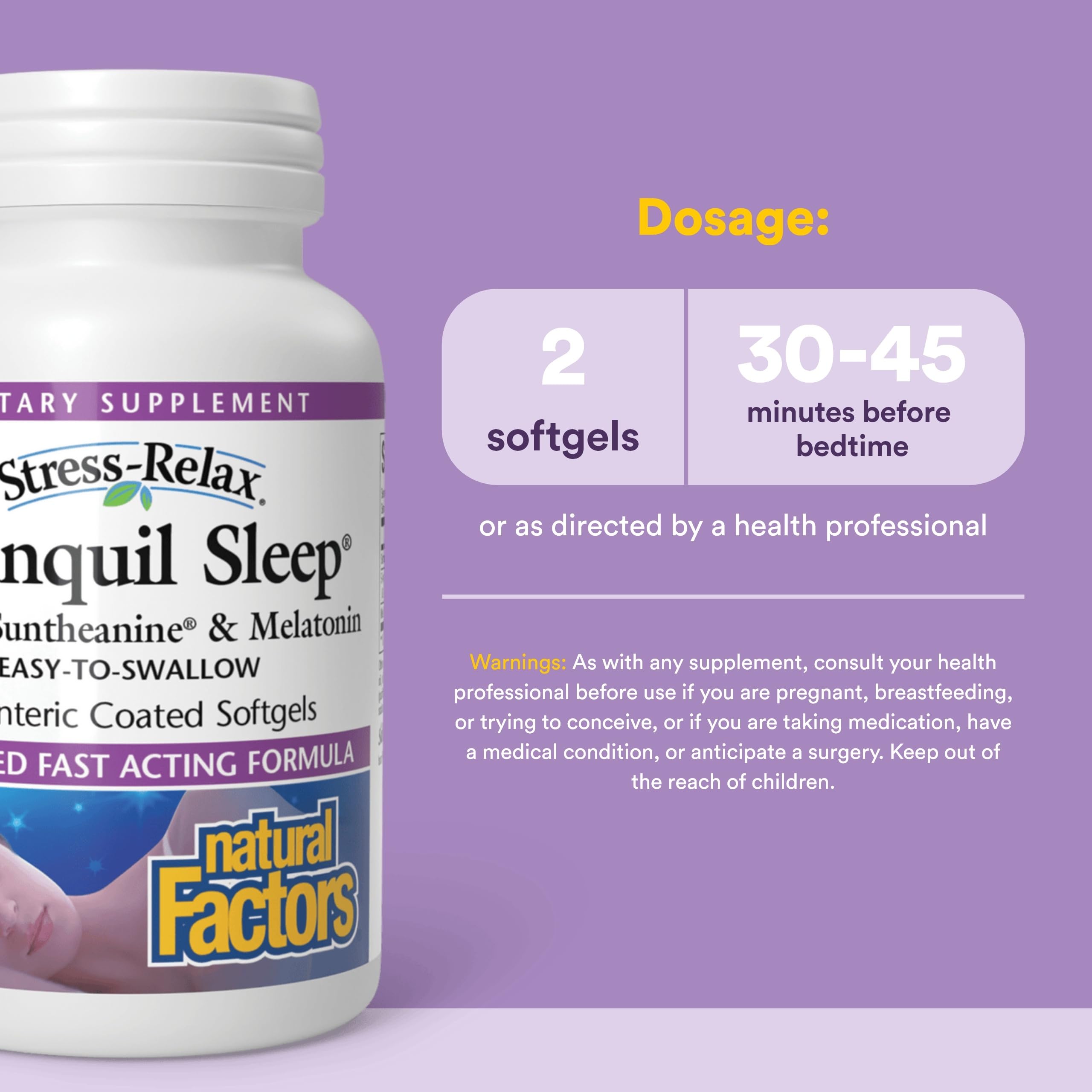 Natural Factors Stress-Relax Tranquil Sleep box front, quick branding for easy selection.