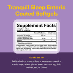 Natural Factors Stress-Relax Tranquil Sleep label closeup, showing Suntheanine and melatonin details.