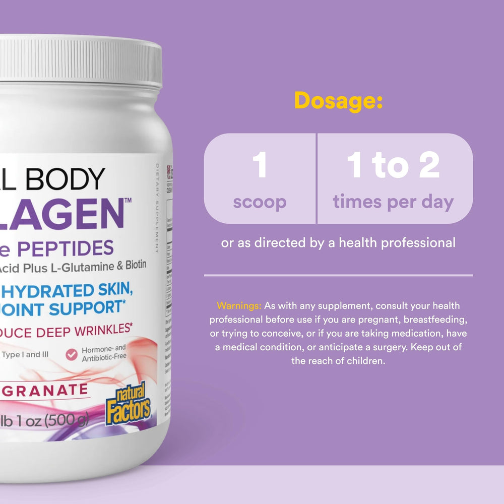 Natural Factors Verisol peptides close-up showing collagen science for healthy hair.