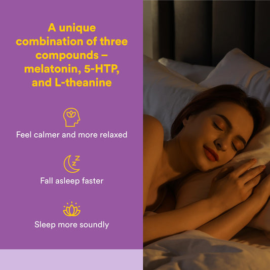 Natural Factors Tranquil Sleep chewable tablets ready for bedtime to promote calm sleep.