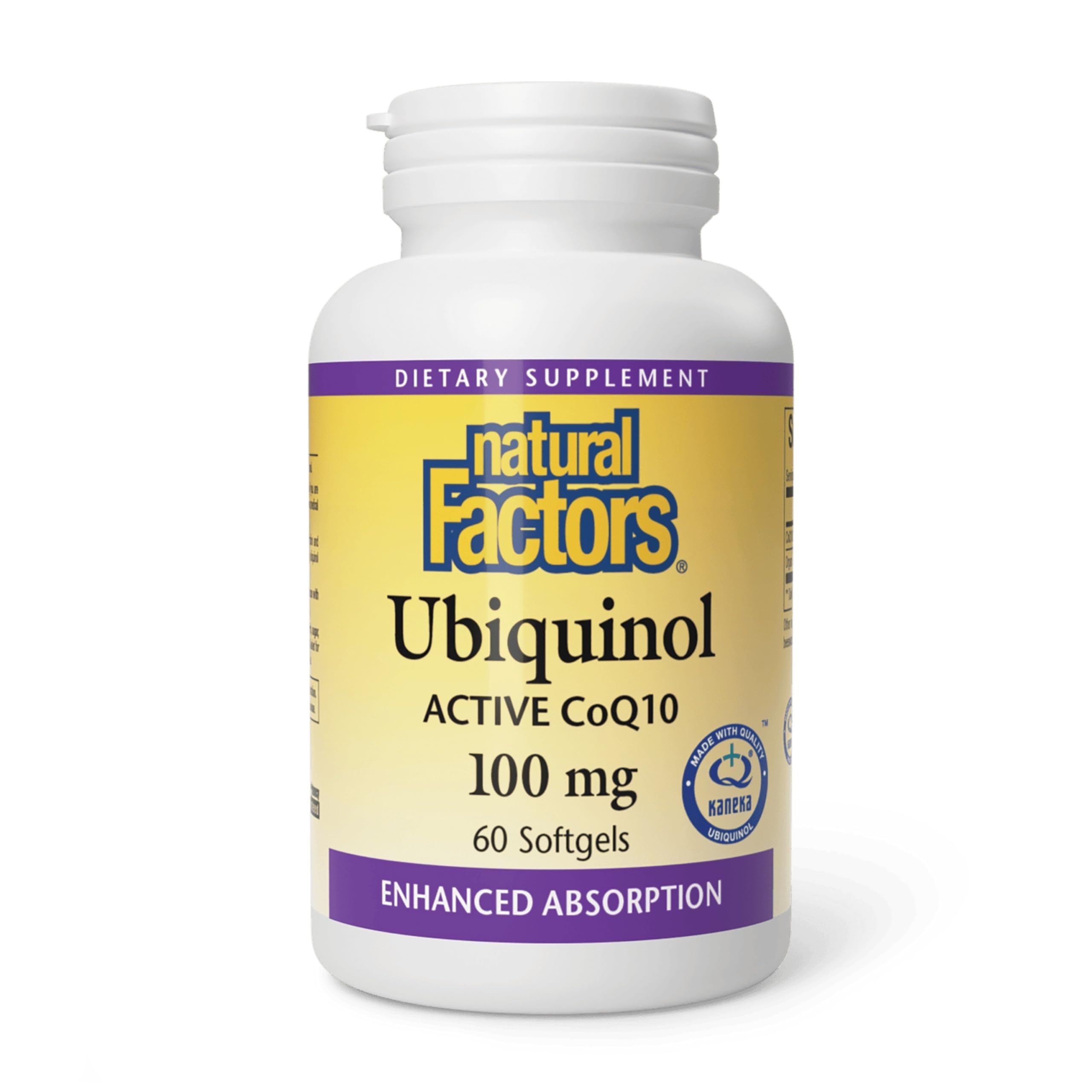 Natural Factors ubiquinol 100mg bottle suggesting energy support potential.