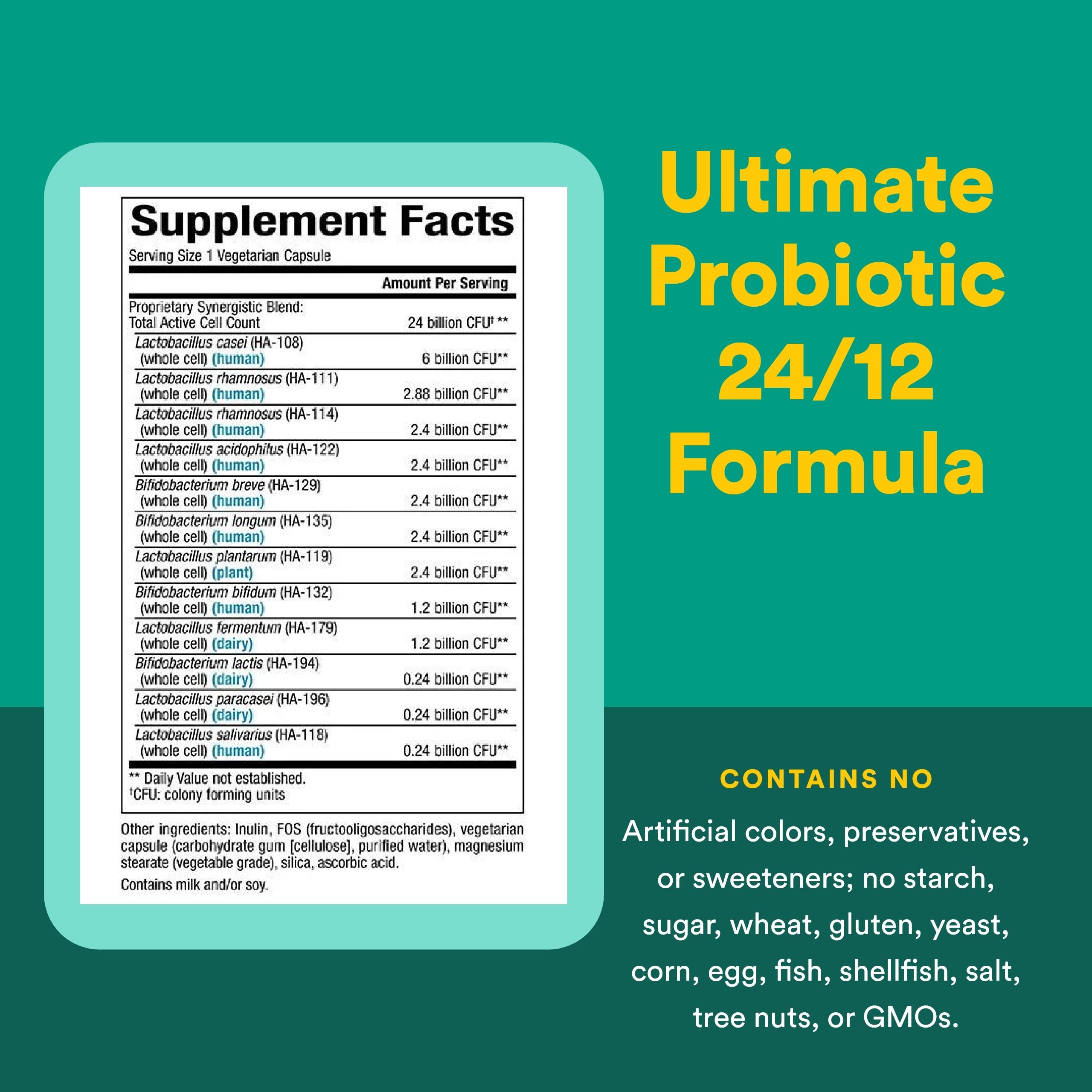 Natural Factors Ultimate Probiotic 24/12 bottle on table suggests daily gut wellness routine.