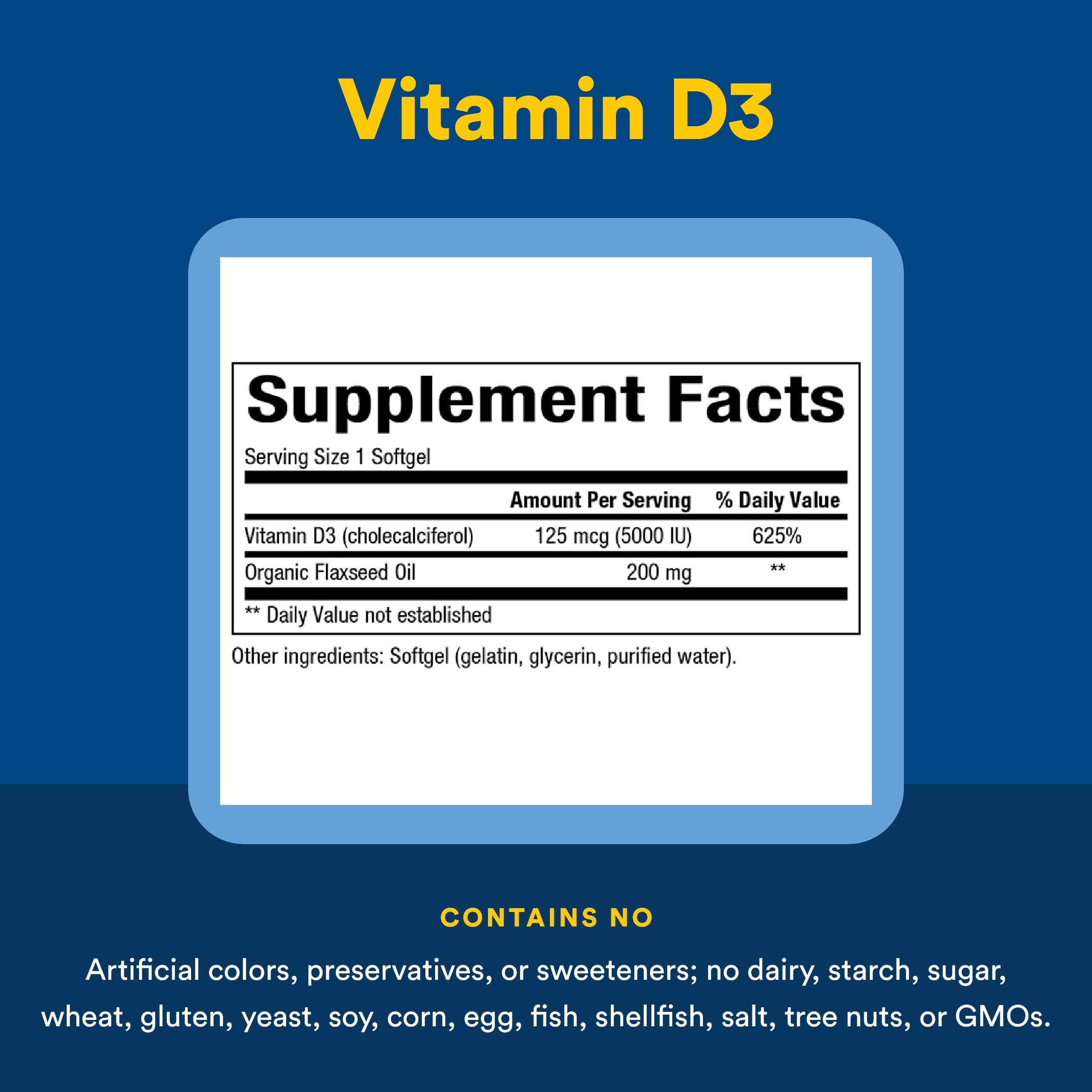 Natural Factors Vitamin D3 5000 IU softgels packaging communicates easy daily use.