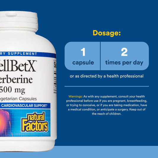 Natural Factors WellBetX berberine capsules closeup highlighting metabolic wellness potential