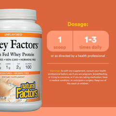 Natural Factors Whey Factors ingredient label highlighting undenatured whey and amino acids