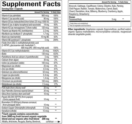 Natural Factors Whole Earth & Sea Men’s 50+ vegetarian capsules ready for a simple daily routine.