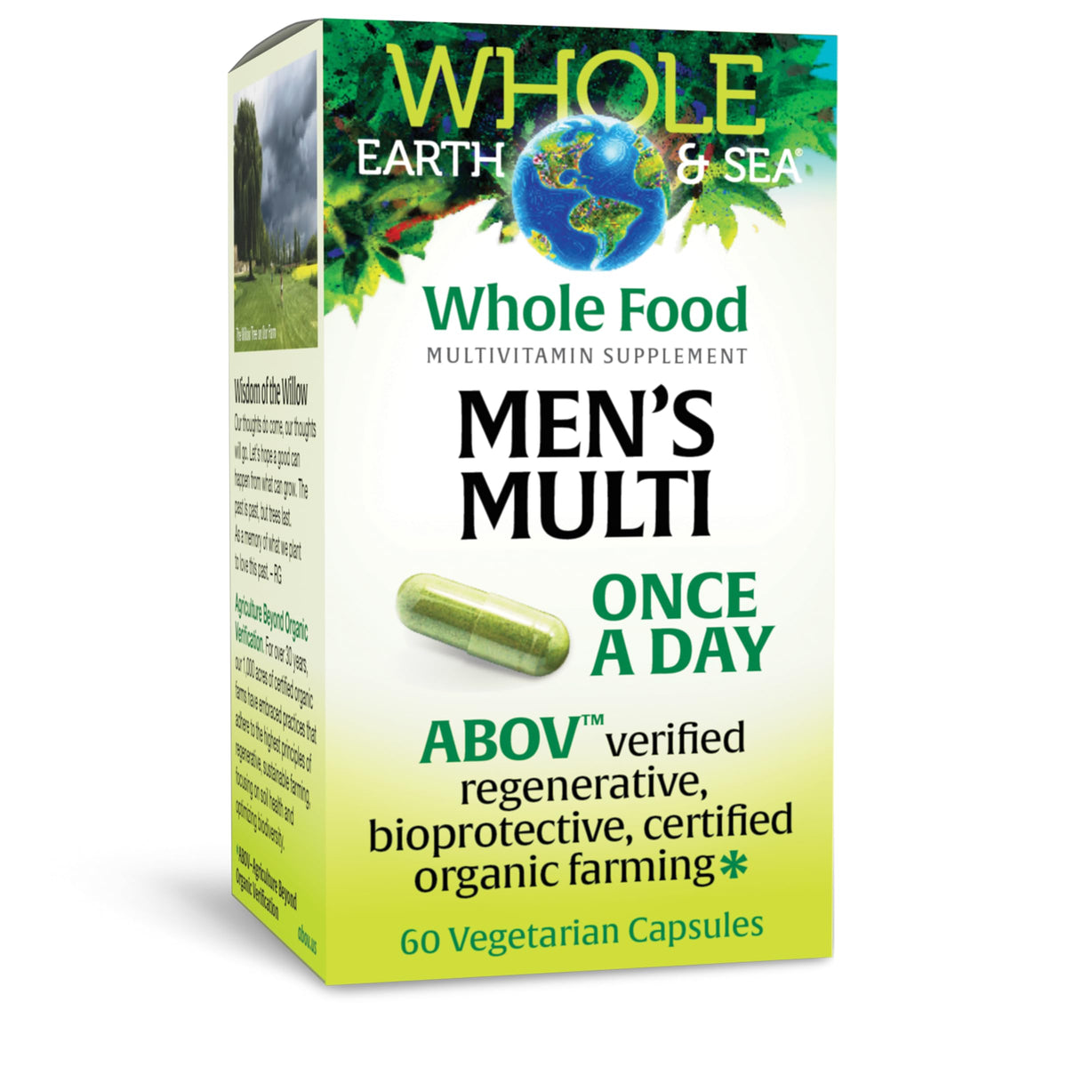 Natural Factors Whole Earth & Sea Men's Once A Day bottle supports daily vitality with whole-food nutrients.