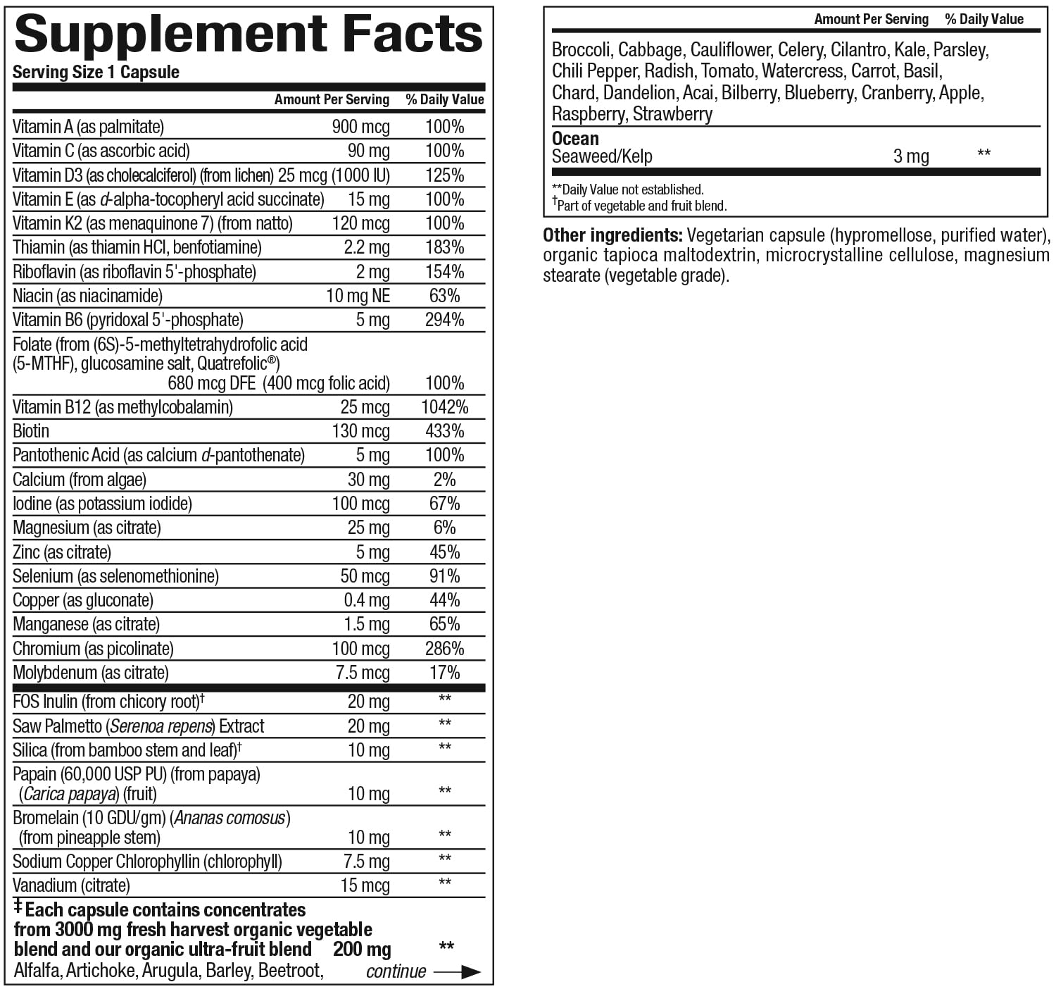 Natural Factors Whole Earth & Sea Men's Once A Day capsules closeup shows convenient daily nutrition.