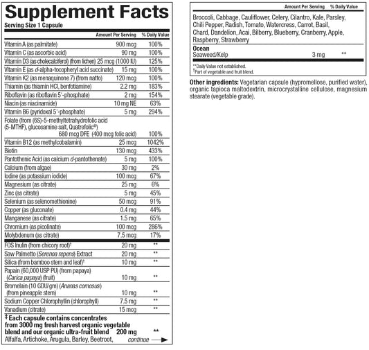 Natural Factors Whole Earth & Sea Men's Once A Day capsules closeup shows convenient daily nutrition.