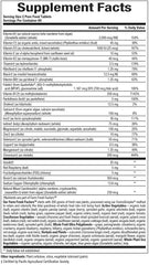 Natural Factors prenatal bottle back label detailing ingredients for prenatal nutrition.