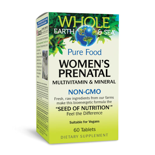Natural Factors Whole Earth & Sea Women's Prenatal bottle with tablets for daily prenatal support.