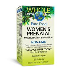 Natural Factors Whole Earth & Sea Women's Prenatal bottle with tablets for daily prenatal support.