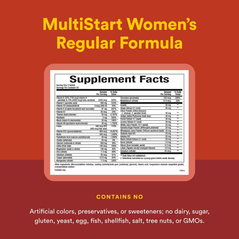 Serving suggestion for Natural Factors Women's Plus MultiStart on a spoon