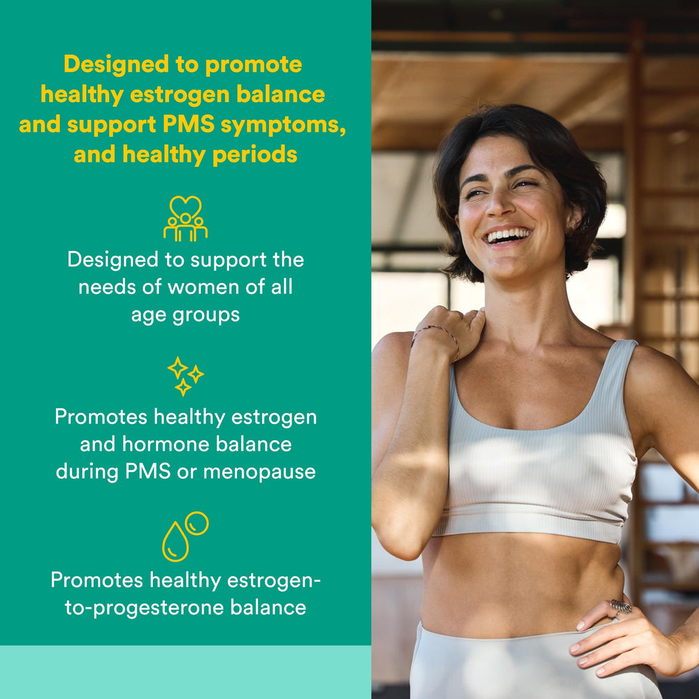 EstroSense capsules highlighting vegetarian formula for daily use.