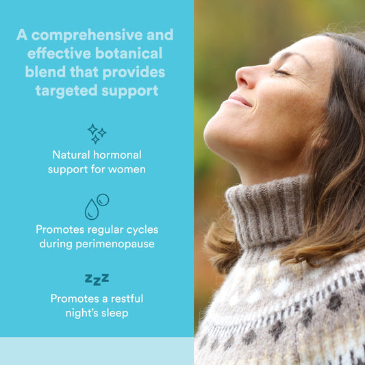 Close-up of the WomenSense MenoSense label highlighting key ingredients for menopause support.